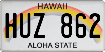 HI license plate HUZ862