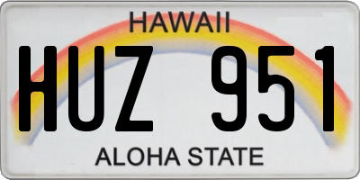 HI license plate HUZ951
