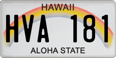 HI license plate HVA181