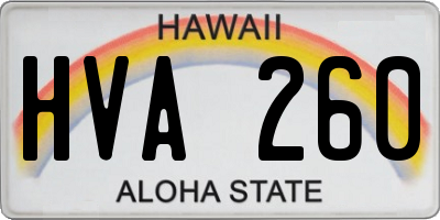 HI license plate HVA260