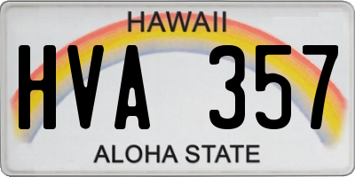 HI license plate HVA357