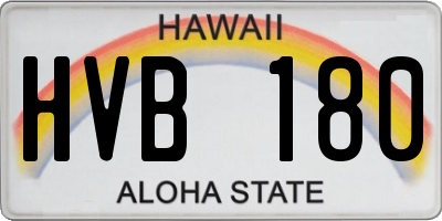 HI license plate HVB180