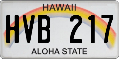 HI license plate HVB217