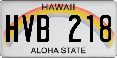 HI license plate HVB218