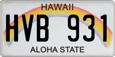 HI license plate HVB931