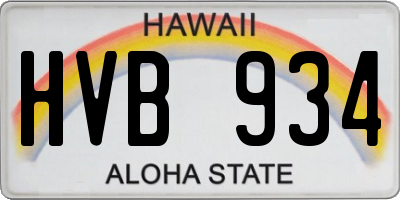 HI license plate HVB934
