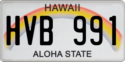 HI license plate HVB991