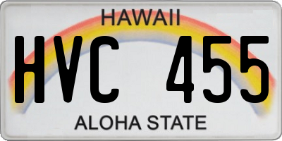 HI license plate HVC455