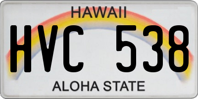 HI license plate HVC538