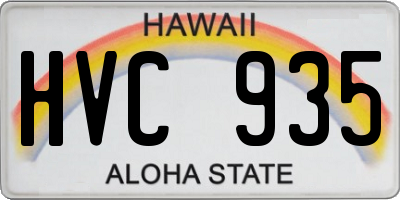 HI license plate HVC935