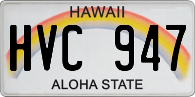 HI license plate HVC947