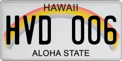 HI license plate HVD006