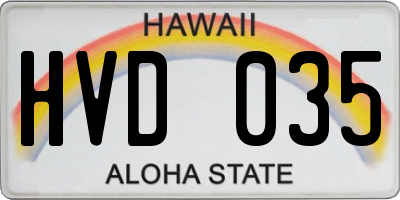 HI license plate HVD035
