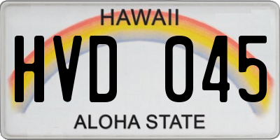 HI license plate HVD045