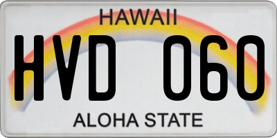 HI license plate HVD060