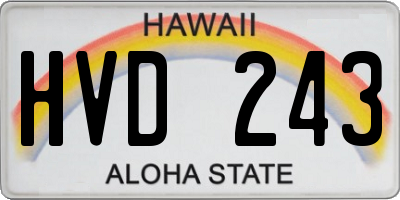 HI license plate HVD243