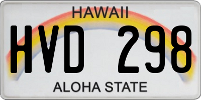 HI license plate HVD298