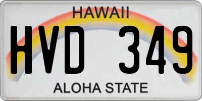 HI license plate HVD349