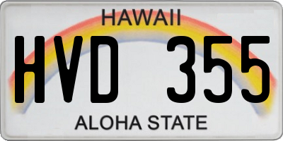 HI license plate HVD355