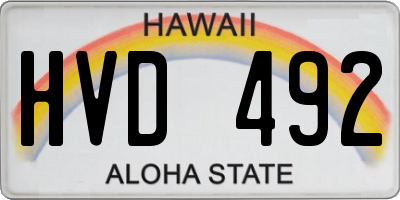 HI license plate HVD492