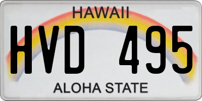 HI license plate HVD495
