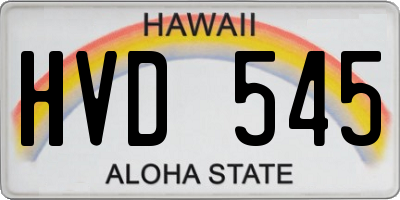 HI license plate HVD545