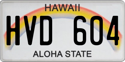 HI license plate HVD604