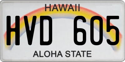 HI license plate HVD605
