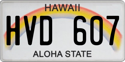 HI license plate HVD607