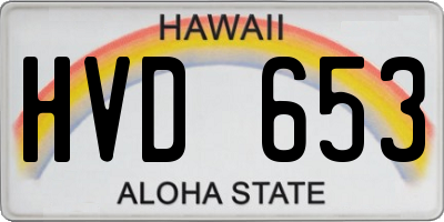 HI license plate HVD653