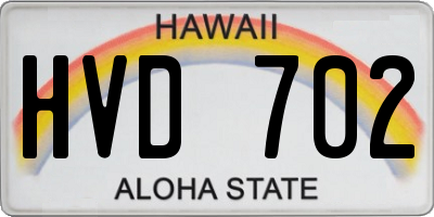 HI license plate HVD702