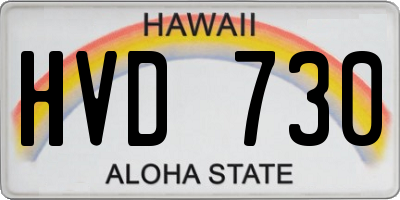 HI license plate HVD730