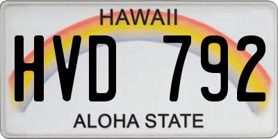 HI license plate HVD792