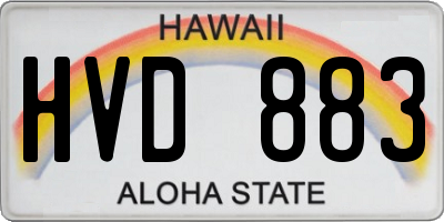 HI license plate HVD883