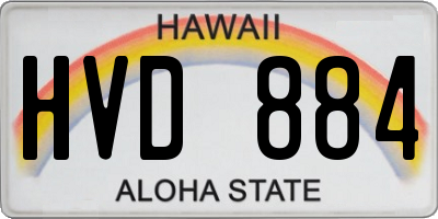 HI license plate HVD884
