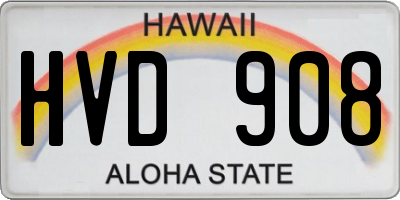 HI license plate HVD908
