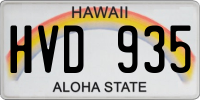 HI license plate HVD935