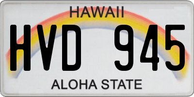 HI license plate HVD945