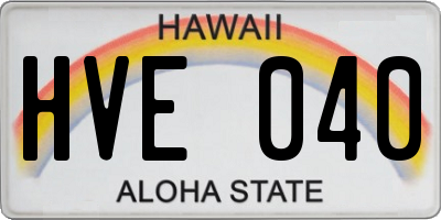 HI license plate HVE040