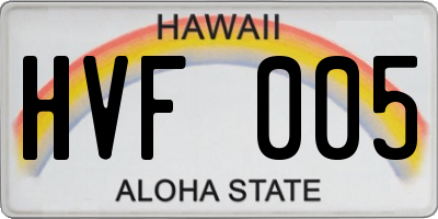 HI license plate HVF005