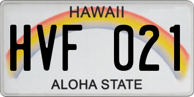 HI license plate HVF021
