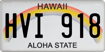 HI license plate HVI918