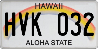 HI license plate HVK032