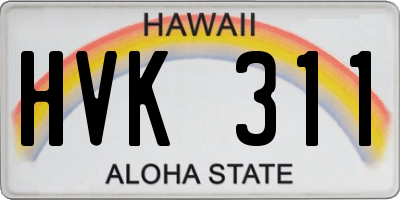 HI license plate HVK311