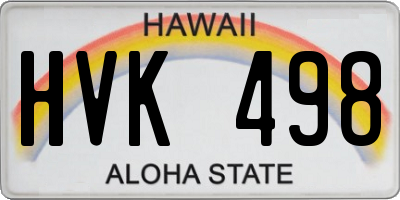 HI license plate HVK498
