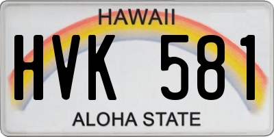 HI license plate HVK581