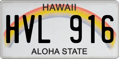 HI license plate HVL916