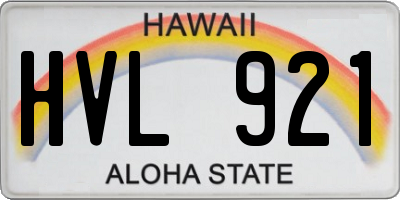 HI license plate HVL921