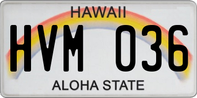HI license plate HVM036