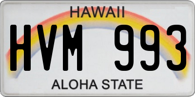 HI license plate HVM993